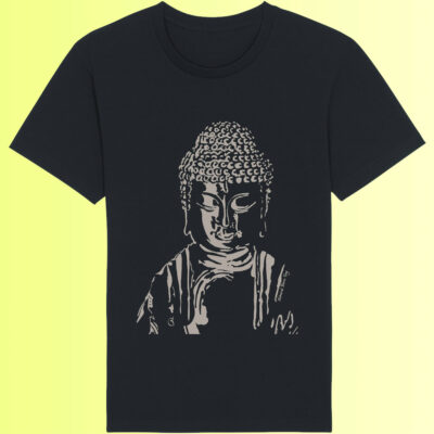 yoga top mit buddha aufdruck schwarz organic