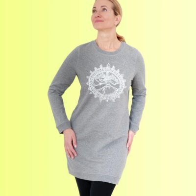 graues sweatshirt kleid mit shiva aufdruck von natural born yogi